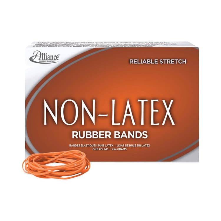ALLIANCE RUBBER Non-Latex Rubber Bands, Size 19, 0.04" Gauge, Orange, 1 lb Box, 1,440/Box (ALL37196)