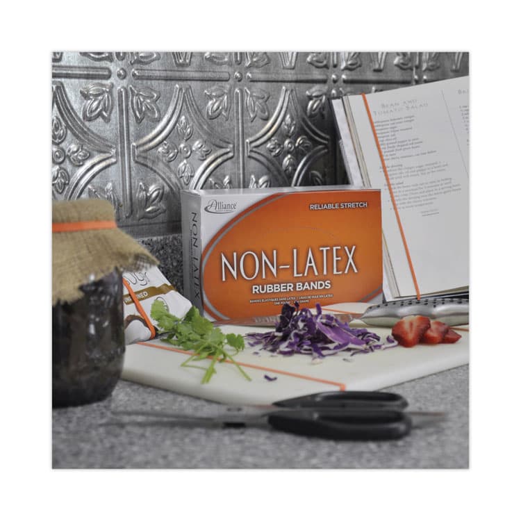 ALLIANCE RUBBER Non-Latex Rubber Bands, Size 19, 0.04" Gauge, Orange, 1 lb Box, 1,440/Box (ALL37196) thumbnail 2