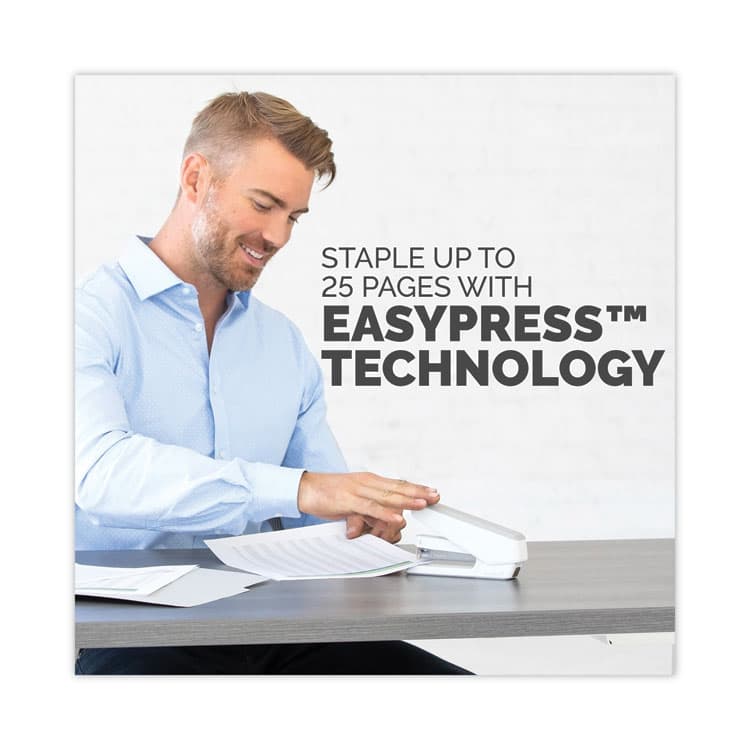 FELLOWES MFG. CO. LX850 EasyPress Full Strip Stapler with Antimicrobial Protection, 25-Sheet Capacity, White (FEL5011601) thumbnail 4