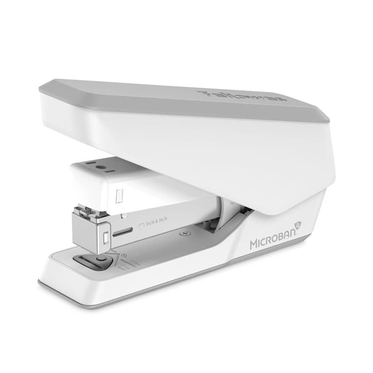 FELLOWES MFG. CO. LX840 EasyPress Half Strip Stapler with Antimicrobial Protection, 25-Sheet Capacity, White (FEL5011501)