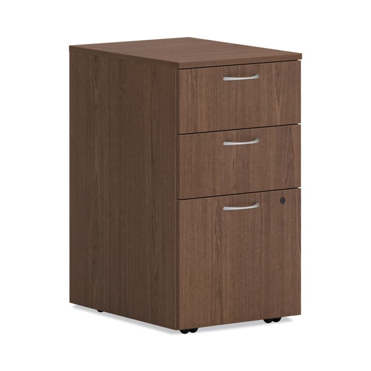 HON COMPANY Mod Mobile Pedestal, Left or Right, 3-Drawers: Box/Box/File, Legal/Letter, Sepia Walnut, 15" x 20" x 28" (HONPLPMBBFLE1)
