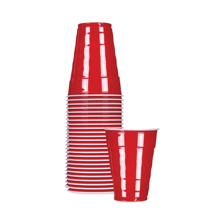 REYNOLDS FOOD PACKAGING Easy Grip Disposable Plastic Party Cups, 9 oz, Red, 50/Pack, 12 Packs/Carton (RFPC20950CT) thumbnail 2