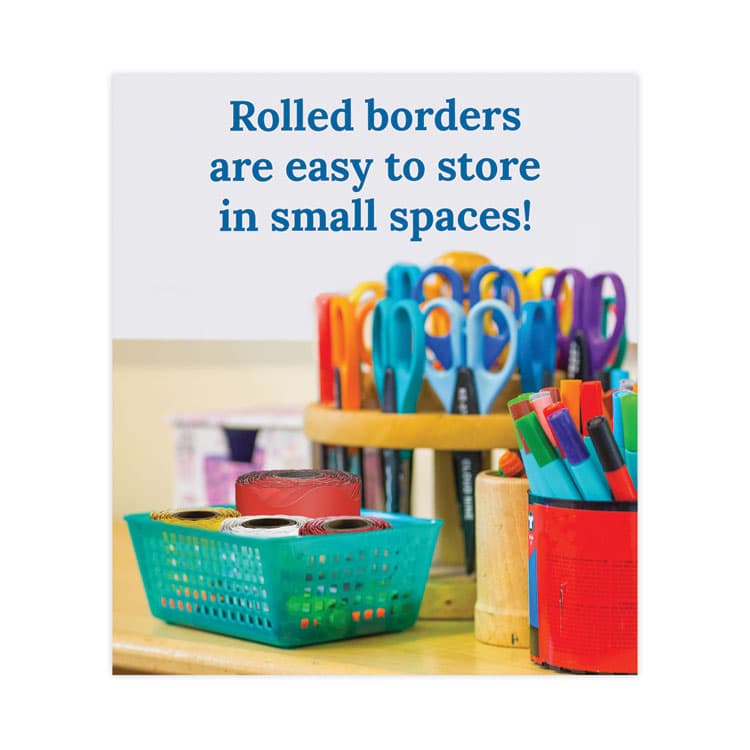CARSON-DELLOSA EDUCATION Rolled Borders, Scalloped Border, Back to School, 2.25" x 65 ft, Red (CDP108465) thumbnail 2