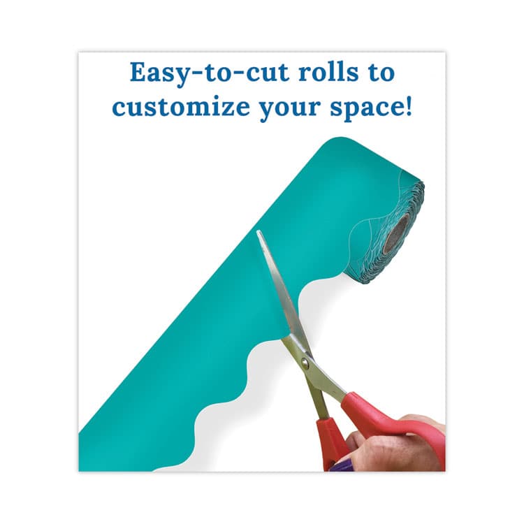CARSON-DELLOSA EDUCATION Rolled Borders, Scalloped Border, Back to School, 2.25" x 65 ft, Teal (CDP108471) thumbnail 2