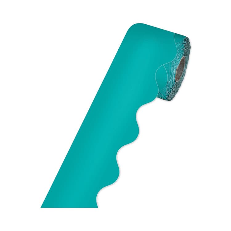 CARSON-DELLOSA EDUCATION Rolled Borders, Scalloped Border, Back to School, 2.25" x 65 ft, Teal (CDP108471) thumbnail 4