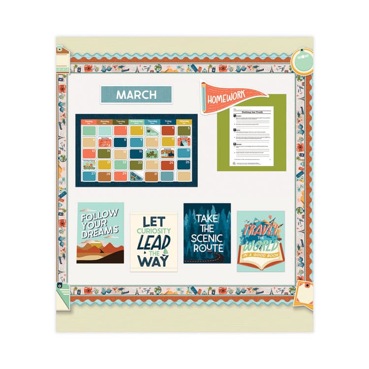 CARSON-DELLOSA EDUCATION Calendar Bulletin Board Sets, 123-Piece Set, Let's Explore, 23" x 13", Multicolor (CDP110556) thumbnail 2