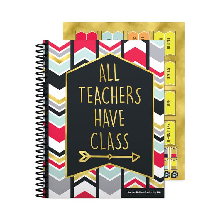 CARSON-DELLOSA EDUCATION Teachers Planner, Weekly/Monthly, 7 Classes, Chevron Artwork, Multicolor Cover, 11 x 8.5 Sheets, 12-Month (July to June) (CDP105001)
