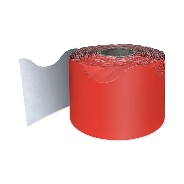 CARSON-DELLOSA EDUCATION Rolled Borders, Scalloped Border, Back to School, 2.25" x 65 ft, Red (CDP108465)