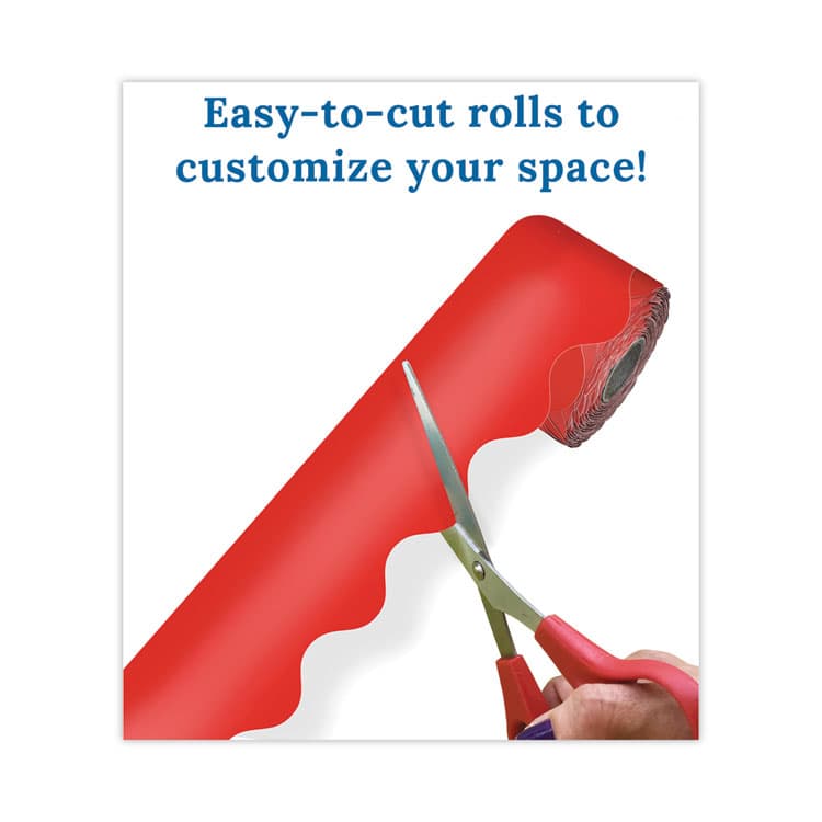 CARSON-DELLOSA EDUCATION Rolled Borders, Scalloped Border, Back to School, 2.25" x 65 ft, Red (CDP108465) thumbnail 4
