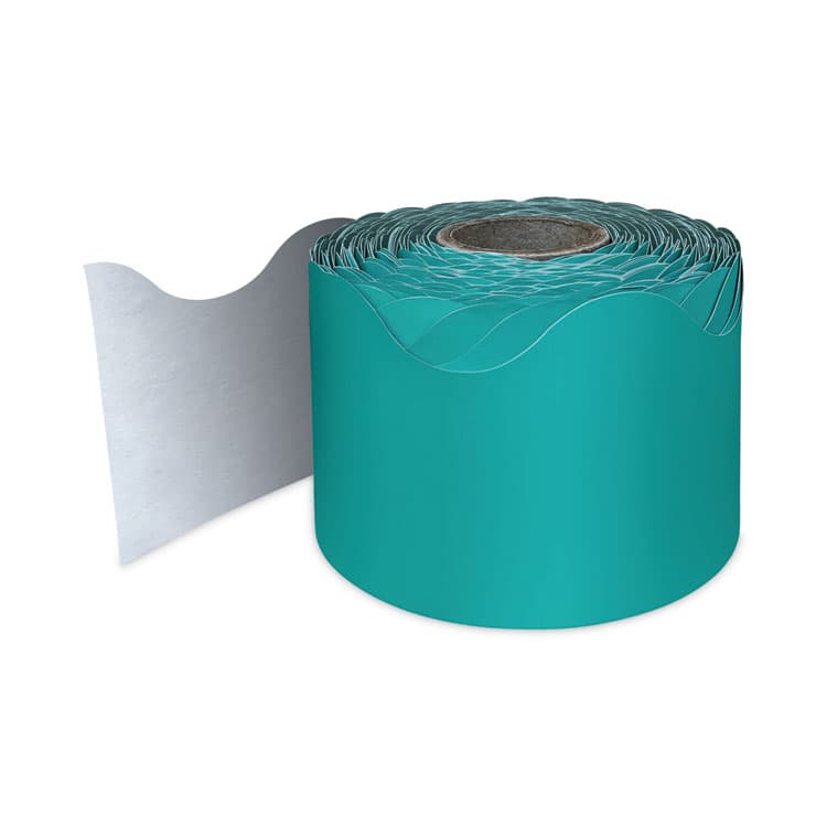 CARSON-DELLOSA EDUCATION Rolled Borders, Scalloped Border, Back to School, 2.25" x 65 ft, Teal (CDP108471)
