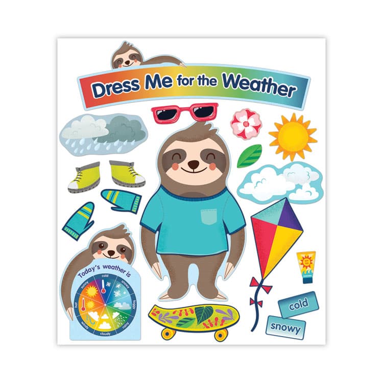 CARSON-DELLOSA EDUCATION Curriculum Bulletin Board Sets, 54-Piece Set, Dress Me for the Weather, 23.5" x 7.5", Multicolor (CDP110487)