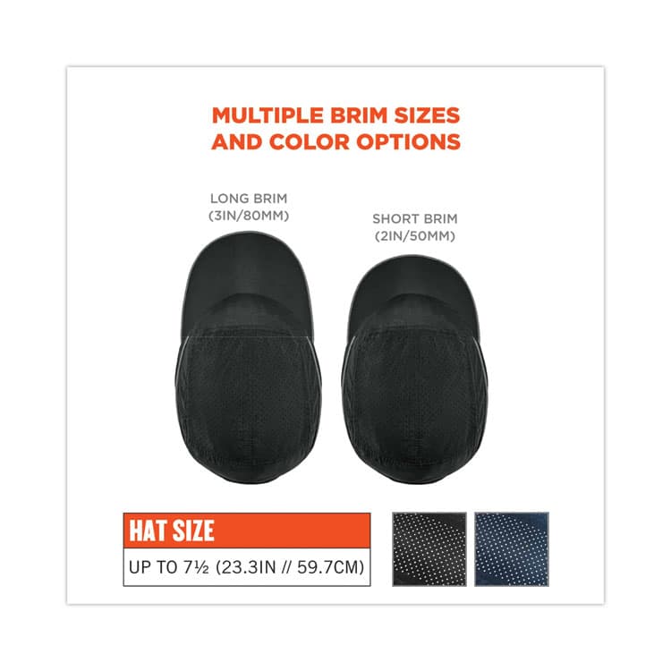 ERGODYNE CORPORATION Skullerz 8965 Lightweight Bump Cap Hat with LED Lighting, Long Brim, Black (EGO23369) thumbnail 3