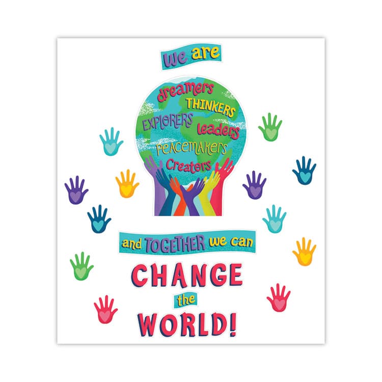 CARSON-DELLOSA EDUCATION Motivational Bulletin Board Sets, 47-Piece Set, One World, 24.7" x 20", Multicolor (CDP110488)