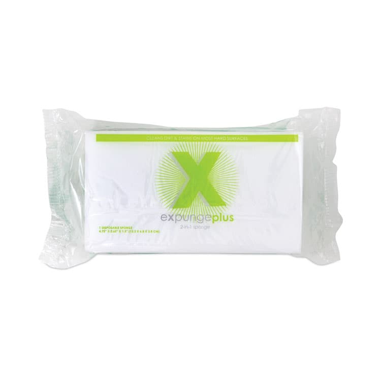 HOSPECO eXpunge Sponges, 4.75 x 2.5, 1.13" Thick, White/Green, 24/Carton (HOSX24PLUS) thumbnail 2