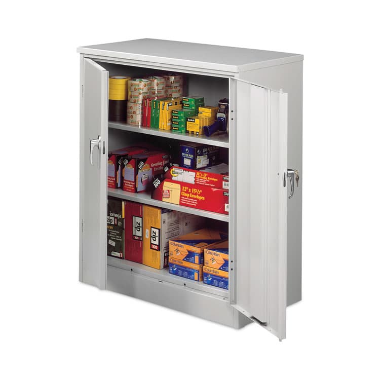 ALERA Assembled 42" High Heavy-Duty Welded Storage Cabinet, Two Adjustable Shelves, 36w x 18d, Light Gray (ALECM4218LG) thumbnail 3