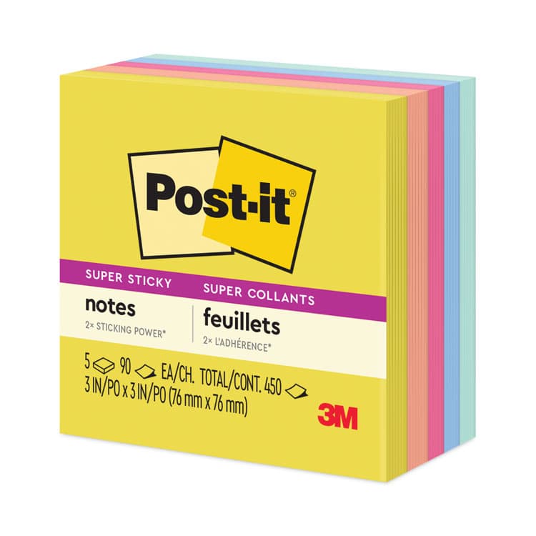 3M/COMMERCIAL TAPE DIV. Note Pads in Summer Joy Collection Colors, 3" x 3", Summer Joy Collection Colors, 90 Sheets/Pad, 5 Pads/Pack (MMM6545SSJOY) thumbnail 3