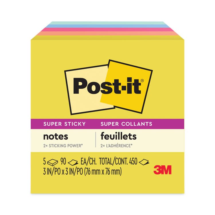 3M/COMMERCIAL TAPE DIV. Note Pads in Summer Joy Collection Colors, 3" x 3", Summer Joy Collection Colors, 90 Sheets/Pad, 5 Pads/Pack (MMM6545SSJOY) thumbnail 2