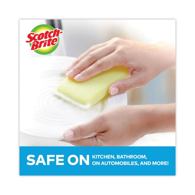 3M/COMMERCIAL TAPE DIV. Dobie All-Purpose Cleaning Pad, 3.15 x 4.95, 2.24" Thick, Yellow, 24/Carton (MMM56855) thumbnail 2