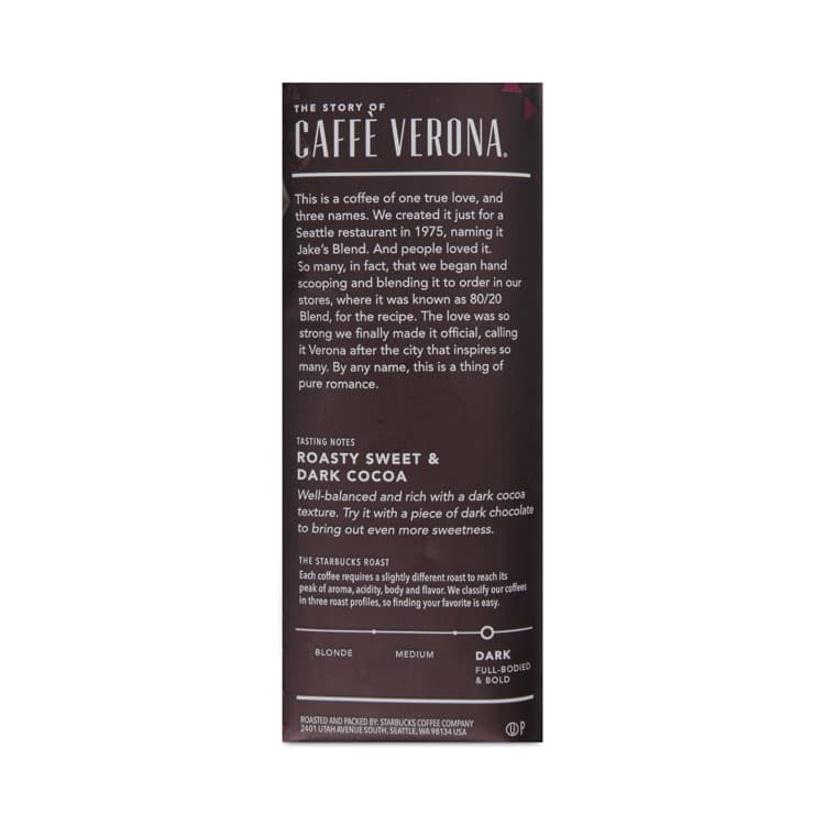 STARBUCKS COFFEE COMPANY Whole Bean Coffee, Caffe Verona, 1 lb Bag (SBK11017871) thumbnail 2