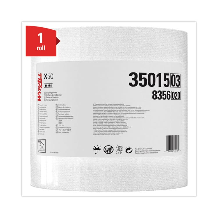 KIMBERLY CLARK X50 Cloths, Jumbo Roll, 13.4 x 9.8, White, 1,100/Roll (KCC35015) thumbnail 3