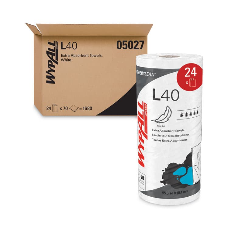 KIMBERLY CLARK L40 Towels, Small Roll, 10.4 x 11, White, 70/Roll, 24 Rolls/Carton (KCC05027) thumbnail 3