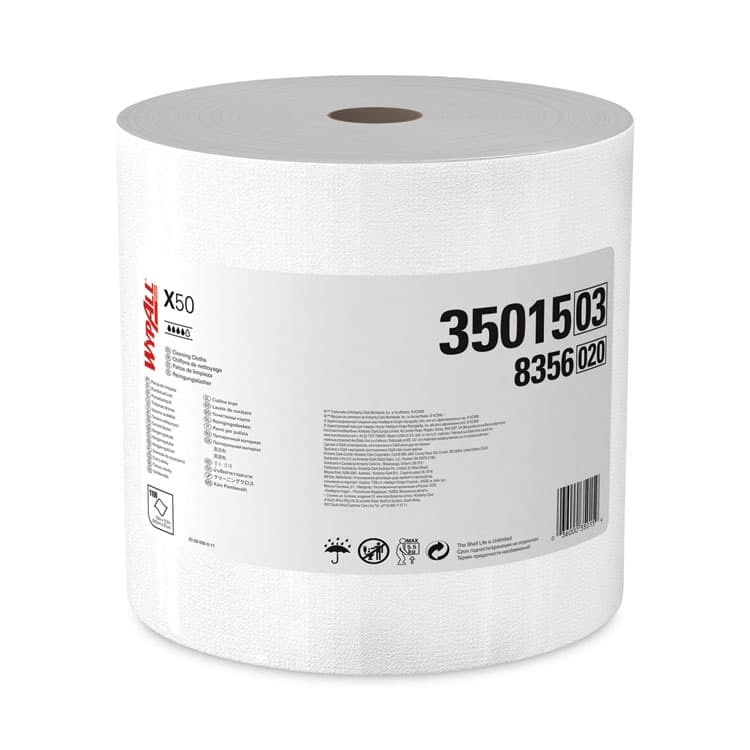 KIMBERLY CLARK X50 Cloths, Jumbo Roll, 13.4 x 9.8, White, 1,100/Roll (KCC35015)