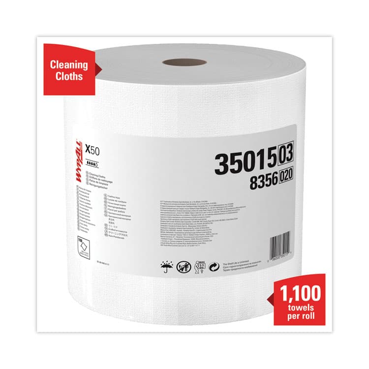 KIMBERLY CLARK X50 Cloths, Jumbo Roll, 13.4 x 9.8, White, 1,100/Roll (KCC35015) thumbnail 2
