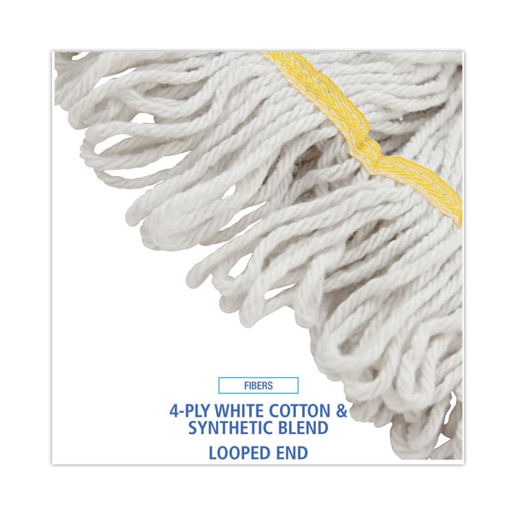 BOARDWALK Super Loop Wet Mop Head, Cotton/Synthetic Fiber, 5" Headband, Small Size, White, 12/Carton (BWK501WH) thumbnail 4