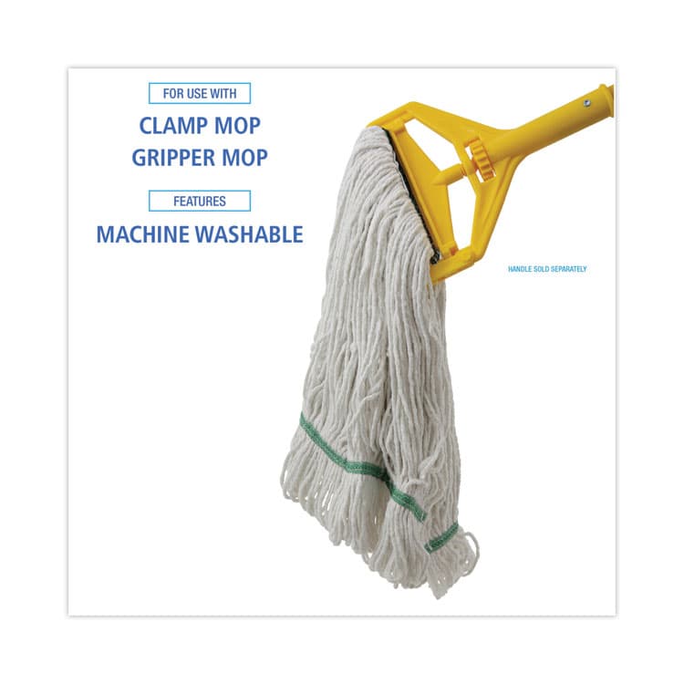 BOARDWALK Narrowband Looped-End Mop Head, Premium Standard Head, Cotton/Rayon /Synthetic Fiber, Medium, White (BWK502WHNB) thumbnail 3