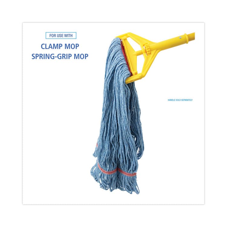 BOARDWALK Super Loop Wet Mop Head, Cotton/Synthetic Fiber, 1" Headband, Large Size, Blue, 12/Carton (BWK503BLNB) thumbnail 3