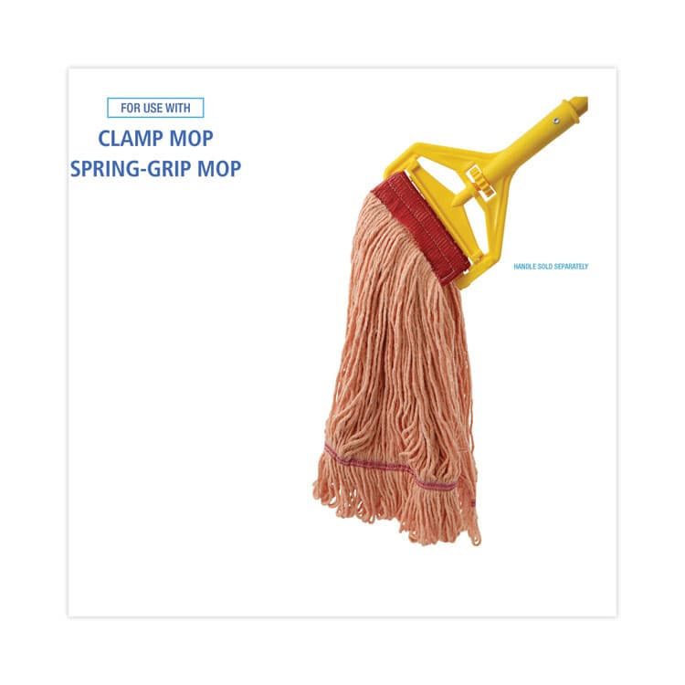BOARDWALK Super Loop Wet Mop Head, Cotton/Synthetic Fiber, 5" Headband, Large Size, Orange, 12/Carton (BWK503OR) thumbnail 3