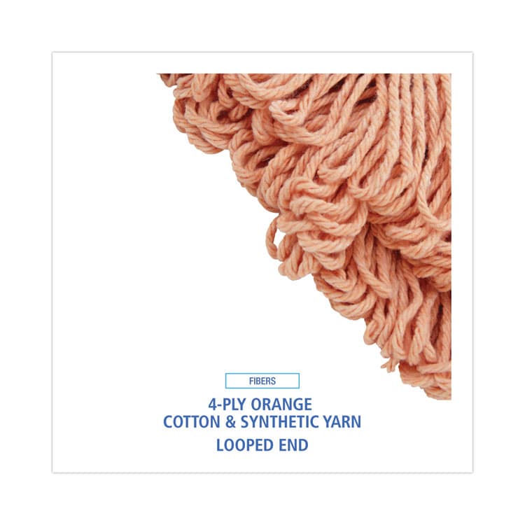 BOARDWALK Super Loop Wet Mop Head, Cotton/Synthetic Fiber, 5" Headband, Large Size, Orange, 12/Carton (BWK503OR) thumbnail 4