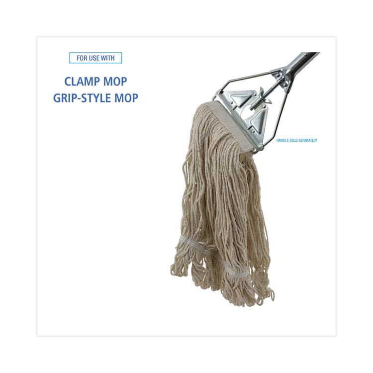 BOARDWALK Mop Head, Pro Loop Web/Tailband, Premium Saddleback Head, Cotton, 24 oz, White, 12/Carton (BWK524C) thumbnail 3