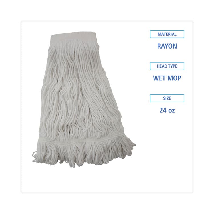 BOARDWALK Mop Head, Pro Loop Web/Tailband, Premium Saddleback Head, Rayon, 24 oz., White, 12/Carton (BWK524R) thumbnail 2