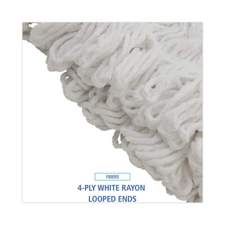 BOARDWALK Mop Head, Pro Loop Web/Tailband, Premium Saddleback Head, Rayon, 24 oz., White, 12/Carton (BWK524R) thumbnail 4