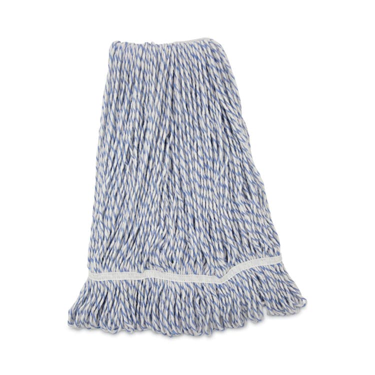 BOARDWALK Floor Finish Mop Head, Narrow, Rayon/Polyester, Large, White/Blue Stripes, 12/Carton (BWK543CT)