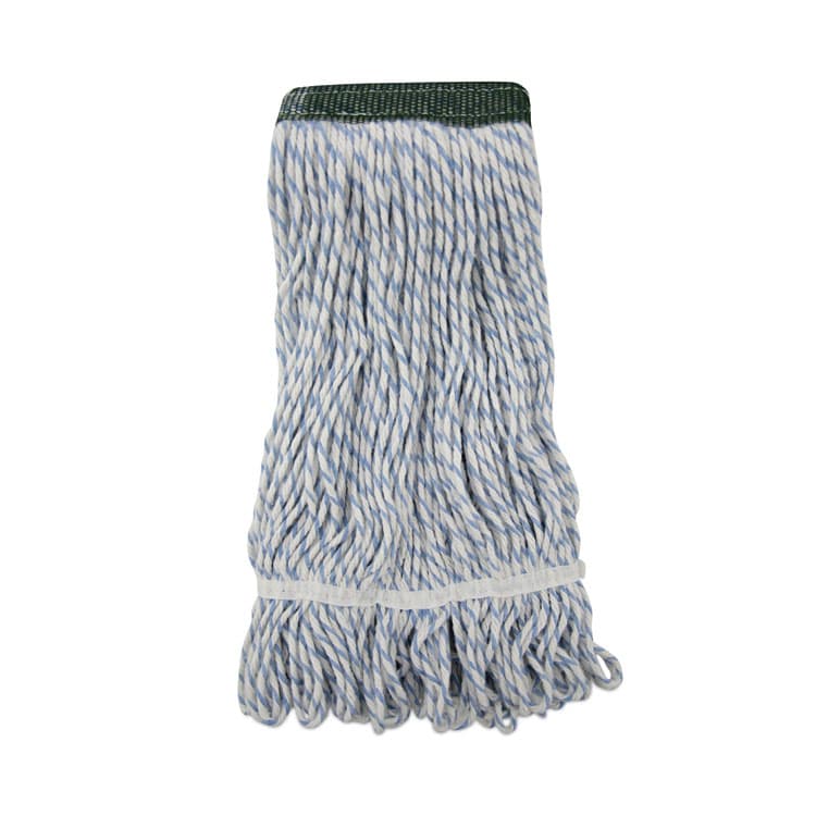BOARDWALK Floor Finish Mop Head, Wide, Rayon/Polyester, Medium, White/Blue Stripes, 12/Carton (BWK552)