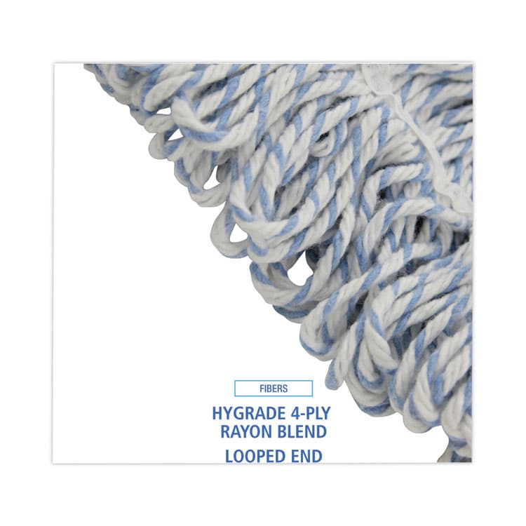 BOARDWALK Floor Finish Mop Head, Wide, Rayon/Polyester, Medium, White/Blue Stripes, 12/Carton (BWK552) thumbnail 4