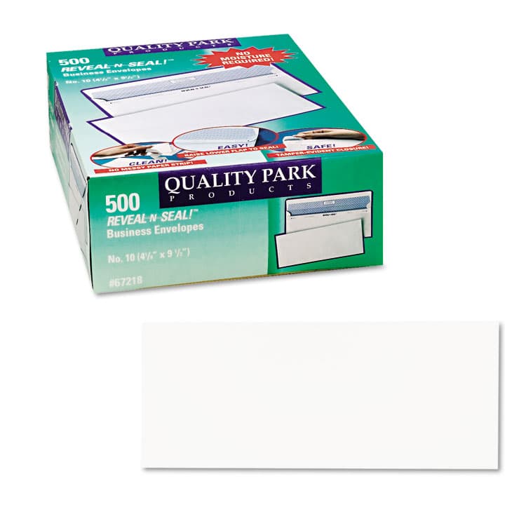 QUALITY PARK PRODUCTS Reveal-N-Seal Security Tinted Envelope, #10, Commercial Flap, Self-Adhesive Closure, 4.13 x 9.5, White, 500/Box (QUA67218) thumbnail 2