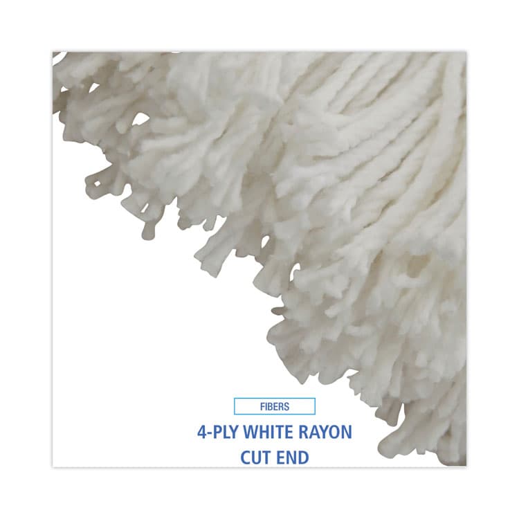 BOARDWALK Cut-End Lie-Flat Wet Mop Head, Rayon, 16 oz, White, 12/Carton (BWK716RCT) thumbnail 4
