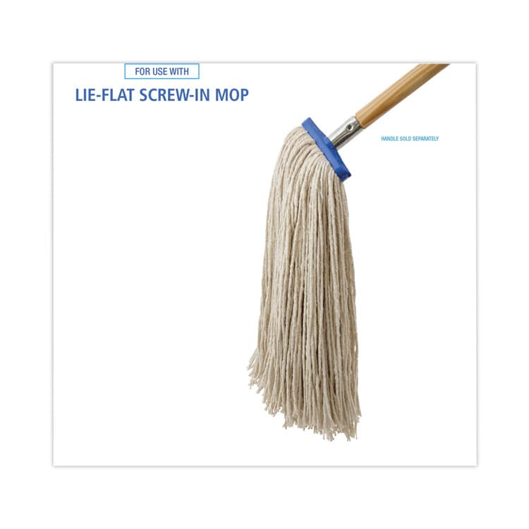 BOARDWALK Mop Head, Economical Lie-Flat Head, Cotton Fiber, 20 oz, White, 12/Carton (BWK720C) thumbnail 3