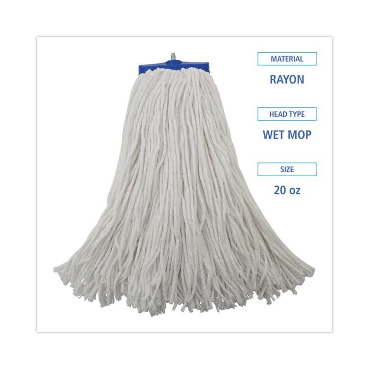 BOARDWALK Mop Head, Economical Lie-Flat Head, Rayon Fiber, 20 oz, White, 12/Carton (BWK720R) thumbnail 2