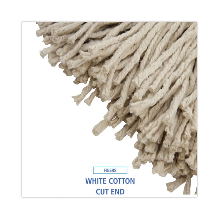 BOARDWALK Cut-End Lie-Flat Wet Mop Head, Cotton, 24 oz, White, 12/Carton (BWK724CCT) thumbnail 4