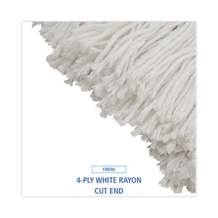 BOARDWALK Cut-End Lie-Flat Wet Mop Head, Rayon, 24 oz, White, 12/Carton (BWK724RCT) thumbnail 4