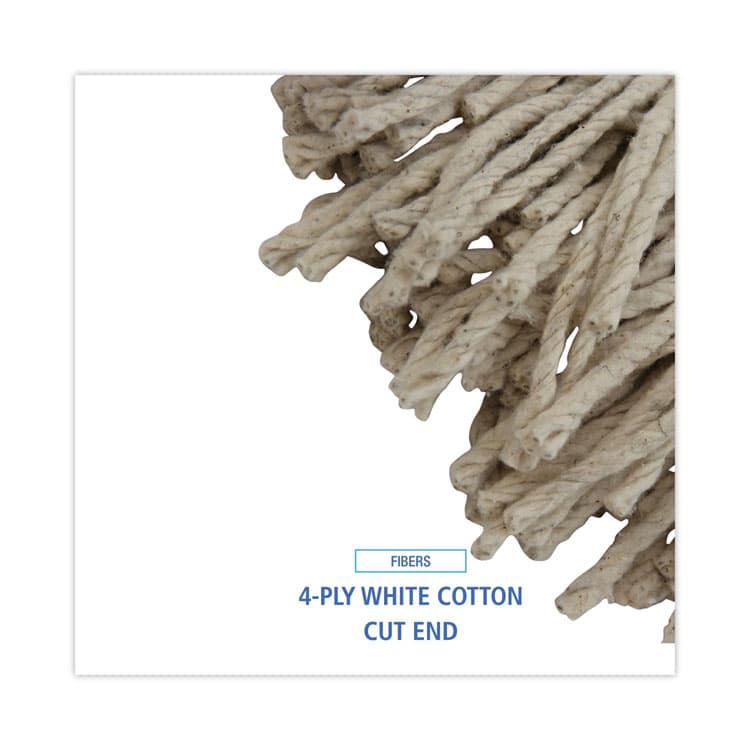 BOARDWALK Mop Head, Economical Lie-Flat Head, Cotton Fiber, 32 oz, White, 12/Carton (BWK732C) thumbnail 4