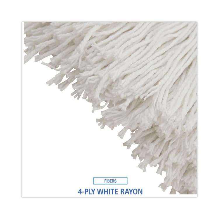 BOARDWALK Mop Head, Economical Lie-Flat Head, Rayon Fiber, 32 oz, White, 12/Carton (BWK732R) thumbnail 4