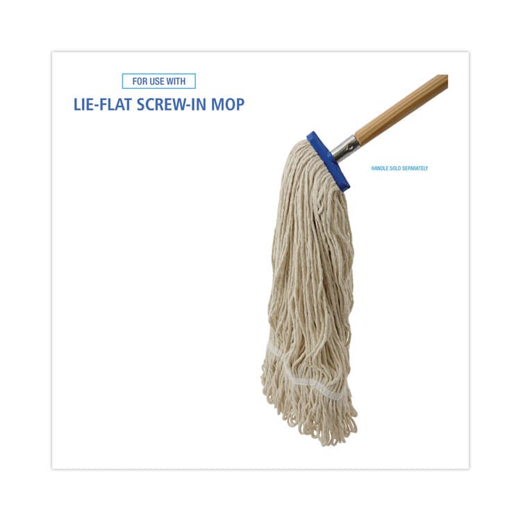 BOARDWALK Mop Head, Lie-Flat Head, Cotton Fiber, 24 oz, White, 12/Carton (BWK824C) thumbnail 3