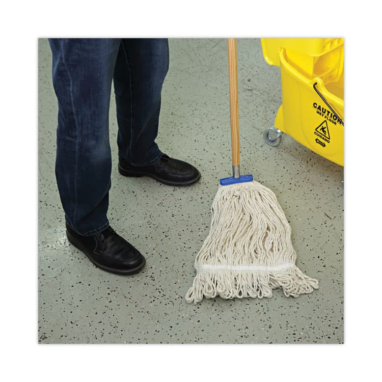 BOARDWALK Mop Head, Lie-Flat Head, Cotton Fiber, 24 oz, White, 12/Carton (BWK824C) thumbnail 4