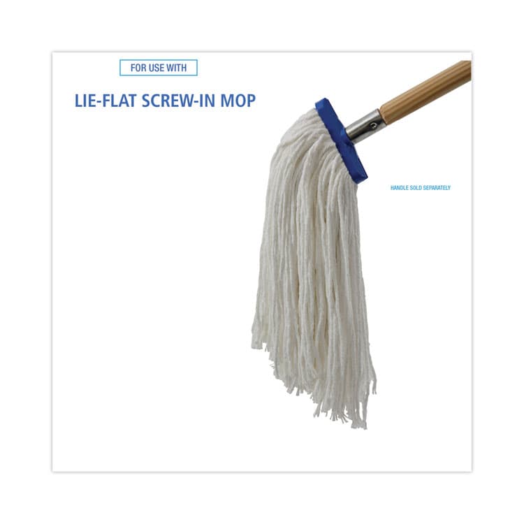 BOARDWALK Mop Head, Lie-Flat Head, Rayon Fiber, 24 oz, White, 12/Carton (BWK824R) thumbnail 3