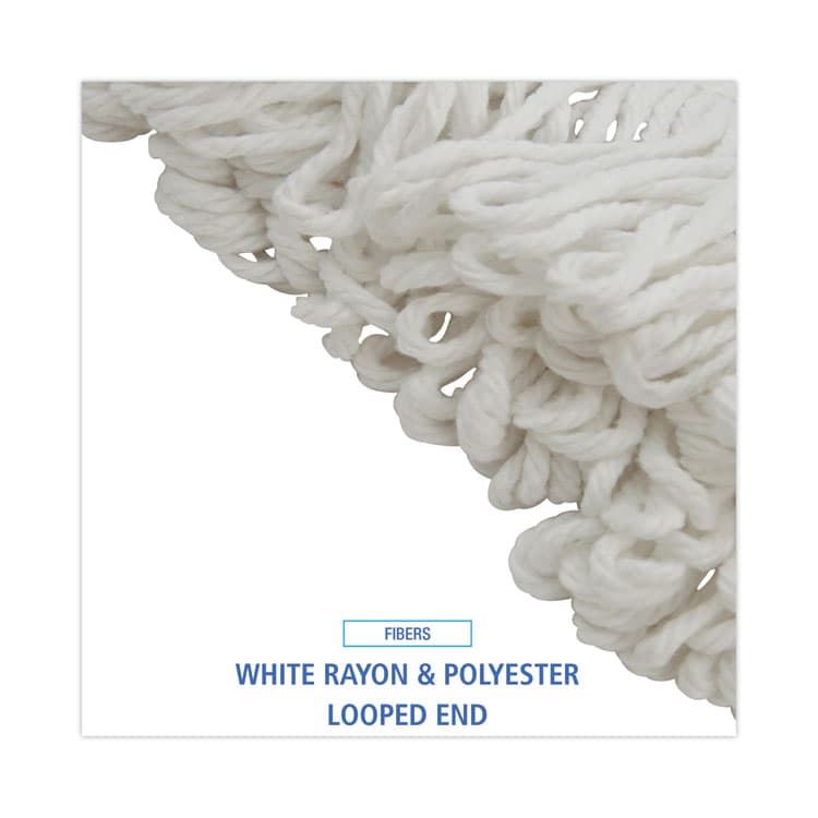 BOARDWALK Mop Head, Lie-Flat Head, Rayon Fiber, 24 oz, White, 12/Carton (BWK824R) thumbnail 4